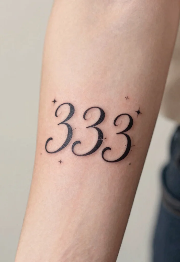 10 333 Angel Number Tattoo Ideas With Spiritual Meaning 15 10 333 Angel Number Tattoo Ideas With Spiritual Meaning 5. 333 in Script 0