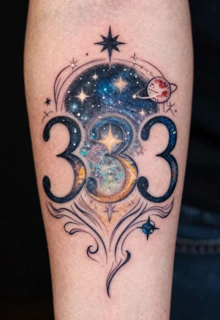 10 333 Angel Number Tattoo Ideas With Spiritual Meaning 28 10 333 Angel Number Tattoo Ideas With Spiritual Meaning 8. Celestial Motifs 0