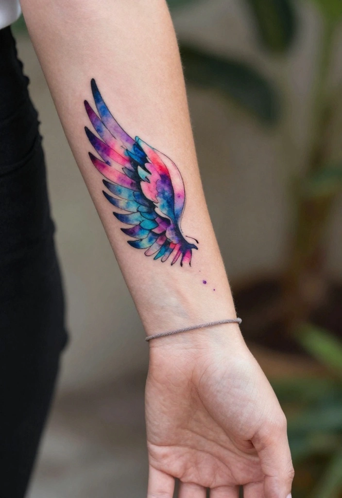 10 Angel Wing Wrist Tattoo Ideas Delicate and Meaningful 2. Watercolor Wings 0