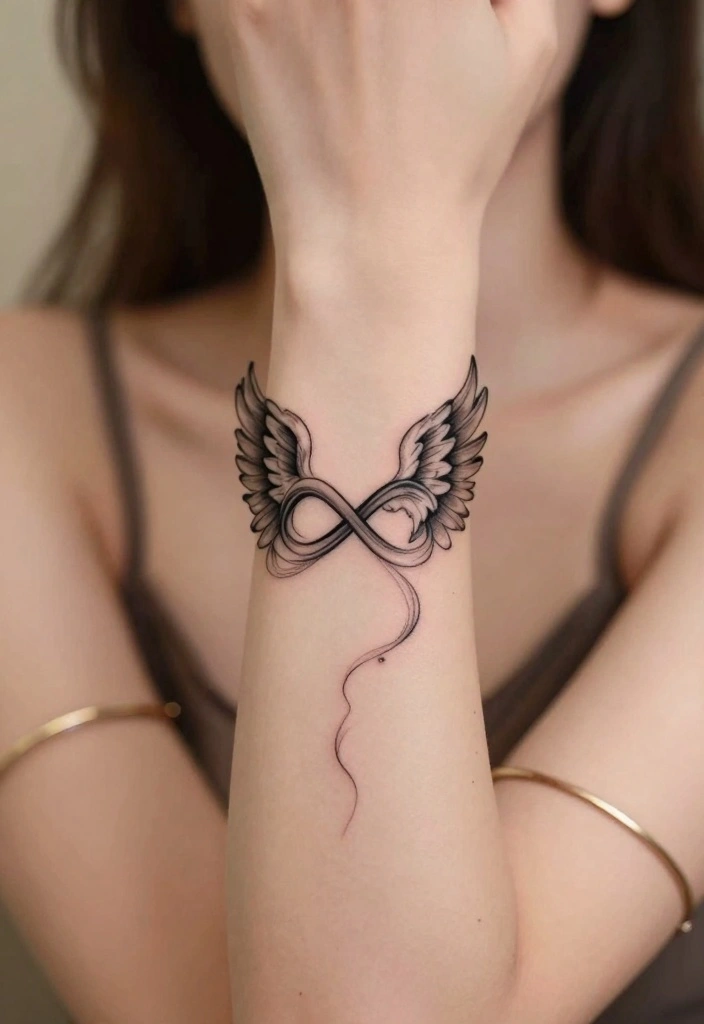 10 Angel Wing Wrist Tattoo Ideas Delicate and Meaningful 5. Infinity Wings 0