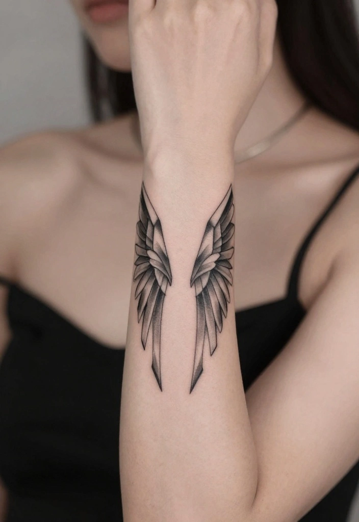 10 Angel Wing Wrist Tattoo Ideas Delicate and Meaningful 7. Geometric Wing Designs 0