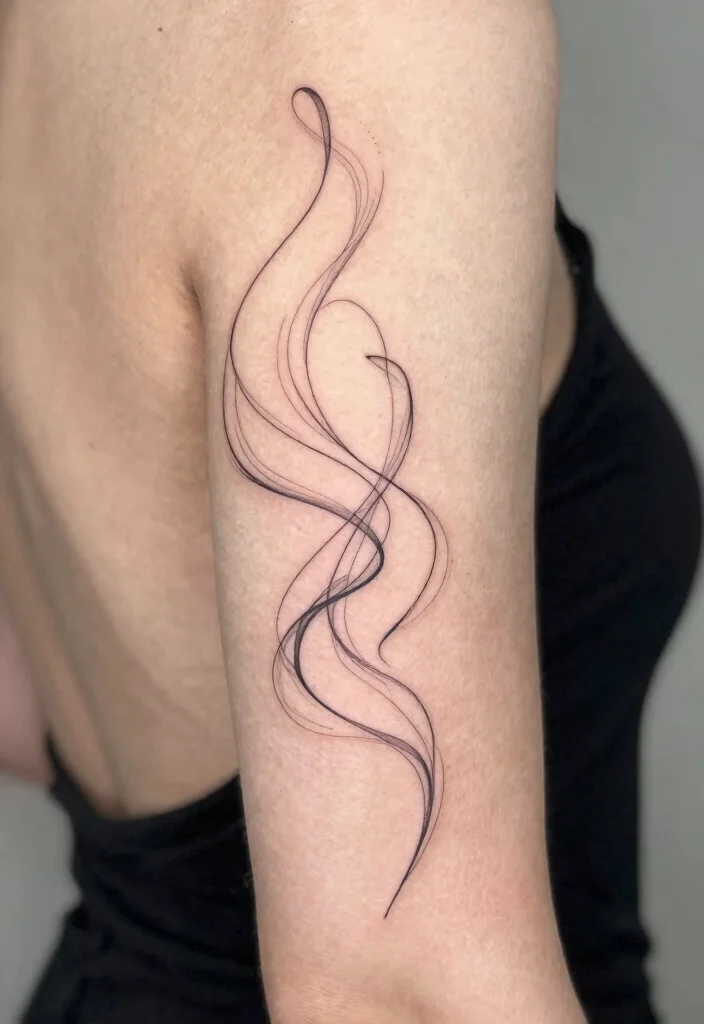 10 Back of Elbow Tattoo Ideas Small and Creative 4. Abstract Line Art 0