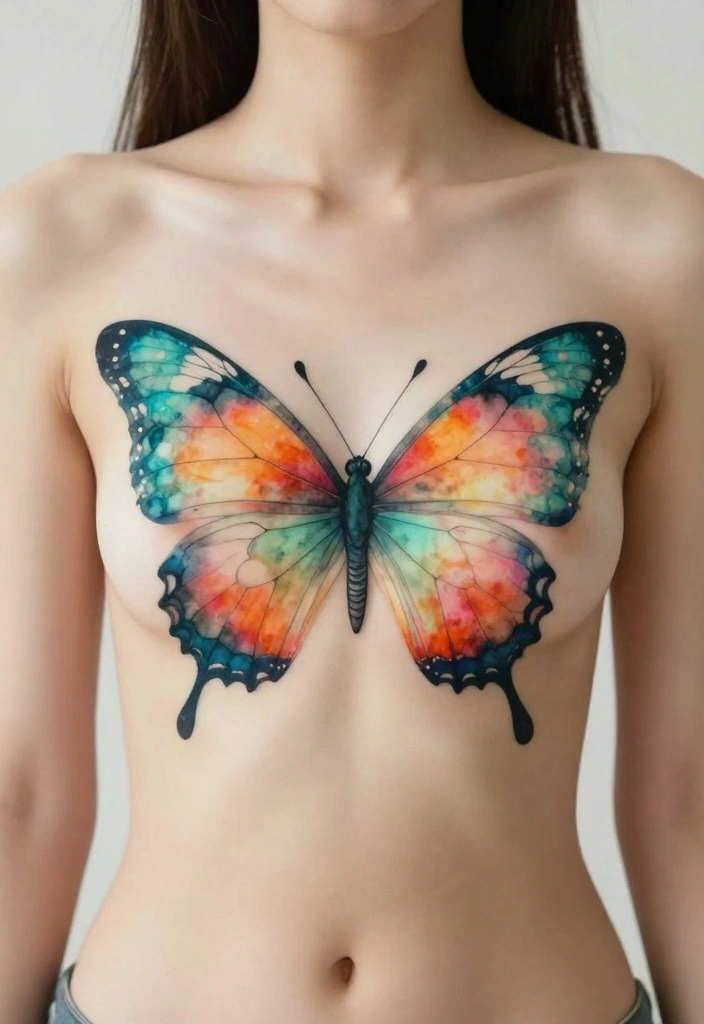 10 Butterfly Side Rib Tattoo Ideas Feminine and Bold 2. Watercolor Wonder 0