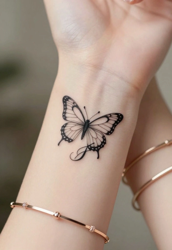 10 Butterfly Wrist Tattoo Ideas Small and Graceful 6. Butterfly with Initials 0