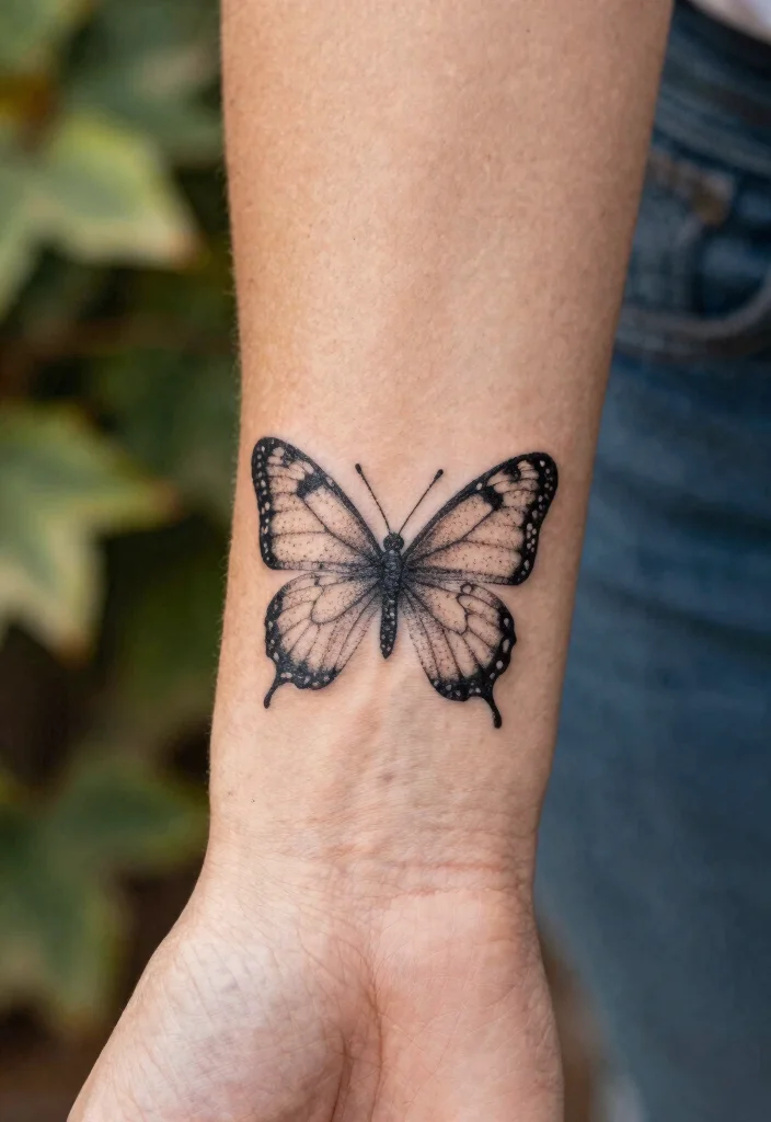10 Butterfly Wrist Tattoo Ideas Small and Graceful 7. Dotted Butterfly 0
