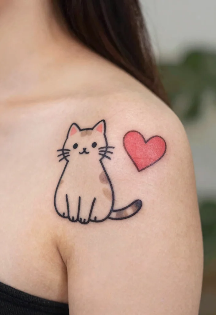 10 Minimal Cat Tattoo Ideas Clean and Subtle 60 10 Minimal Cat Tattoo Ideas Clean and Subtle 10. Simple Cat with Heart 0