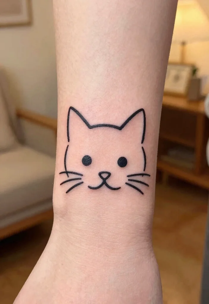 10 Minimal Cat Tattoo Ideas Clean and Subtle 12 10 Minimal Cat Tattoo Ideas Clean and Subtle 2. Minimalist Cat Face 0