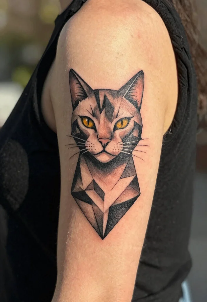 10 Minimal Cat Tattoo Ideas Clean and Subtle 25 10 Minimal Cat Tattoo Ideas Clean and Subtle 5. Geometric Cat 0