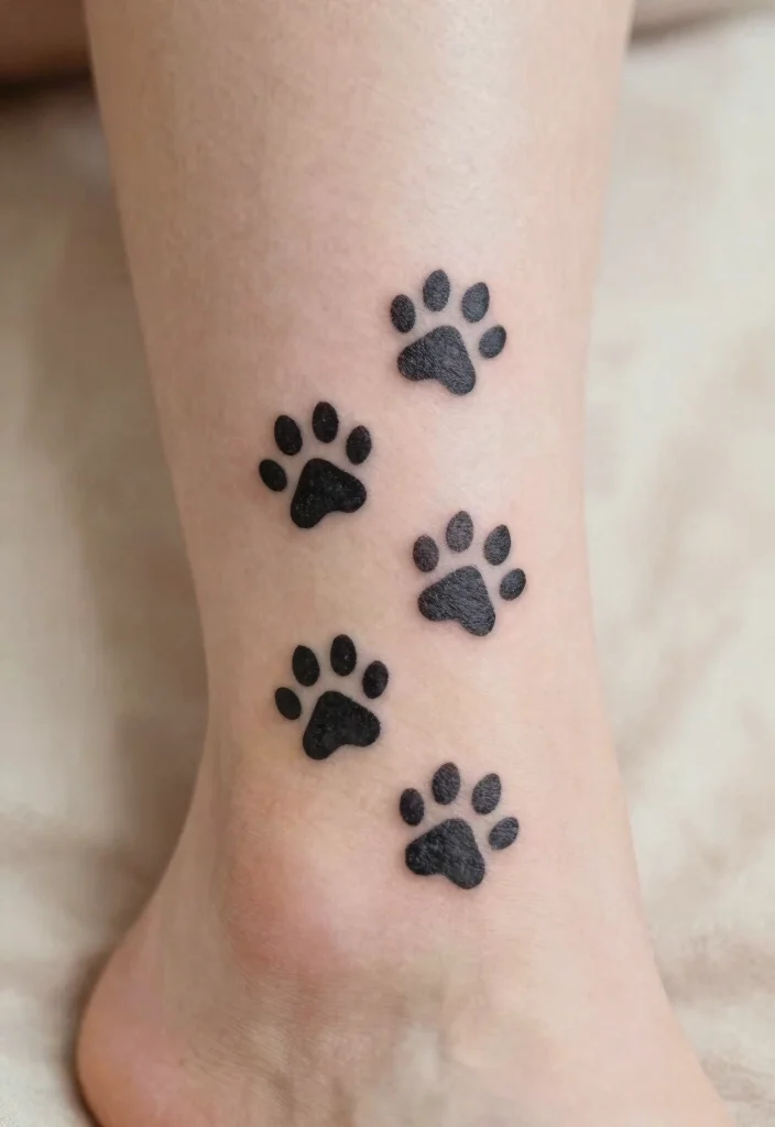 10 Minimalist Cat Tattoo Ideas Simple Line Art 7. Cat Paw Prints 0