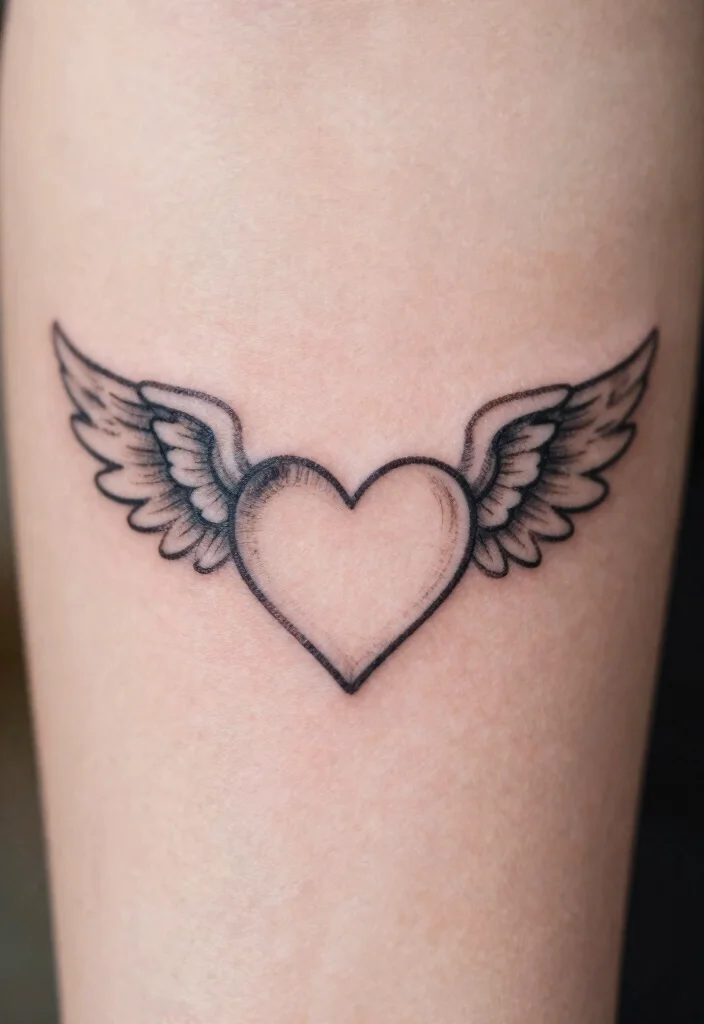 10 Small Angel Tattoo Ideas Simple and Meaningful 1. Tiny Winged Heart 0