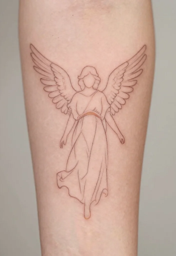 10 Small Angel Tattoo Ideas Simple and Meaningful 2. Minimalist Angel Silhouette 0