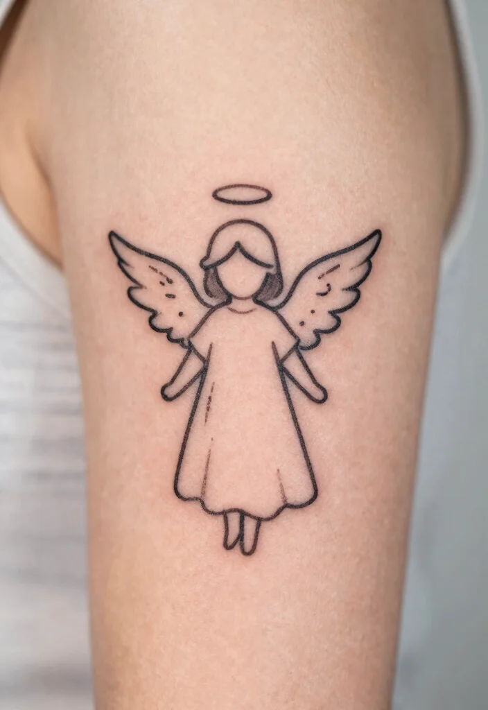 10 Small Angel Tattoo Ideas Simple and Meaningful 5. Angel with a Halo 0