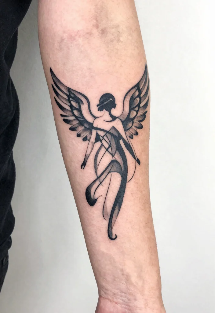 10 Small Angel Tattoo Ideas Simple and Meaningful 6. Abstract Angel Symbol 0