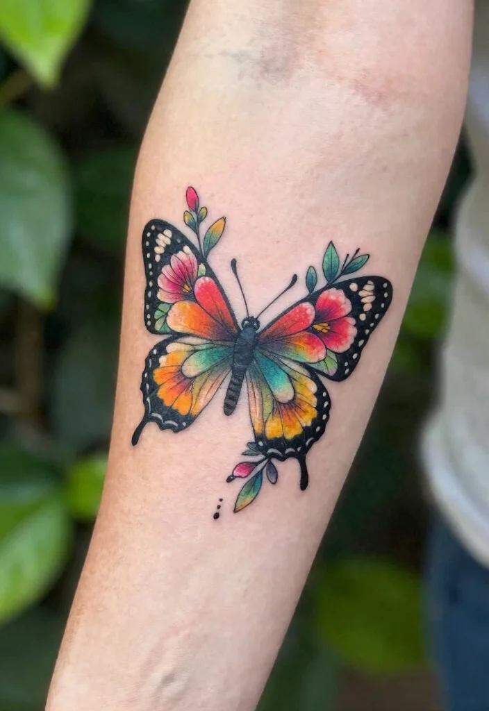 10 Small Butterfly Semicolon Tattoo Ideas Hopeful and Subtle 10. Floral Butterfly Semicolon 0