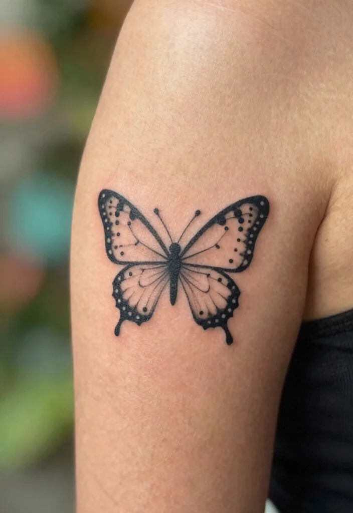 10 Small Butterfly Semicolon Tattoo Ideas Hopeful and Subtle 6. Butterfly with Dotted Semicolon 0