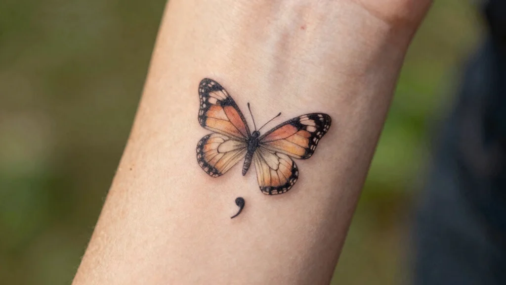 10 Small Butterfly Semicolon Tattoo Ideas: Hopeful and Subtle