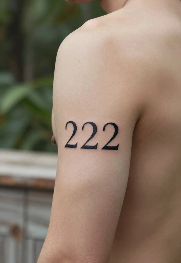 12 Angel Number Tattoo Ideas for Men Spiritual and Clean 2. 222 Balance and Harmony in Life 0