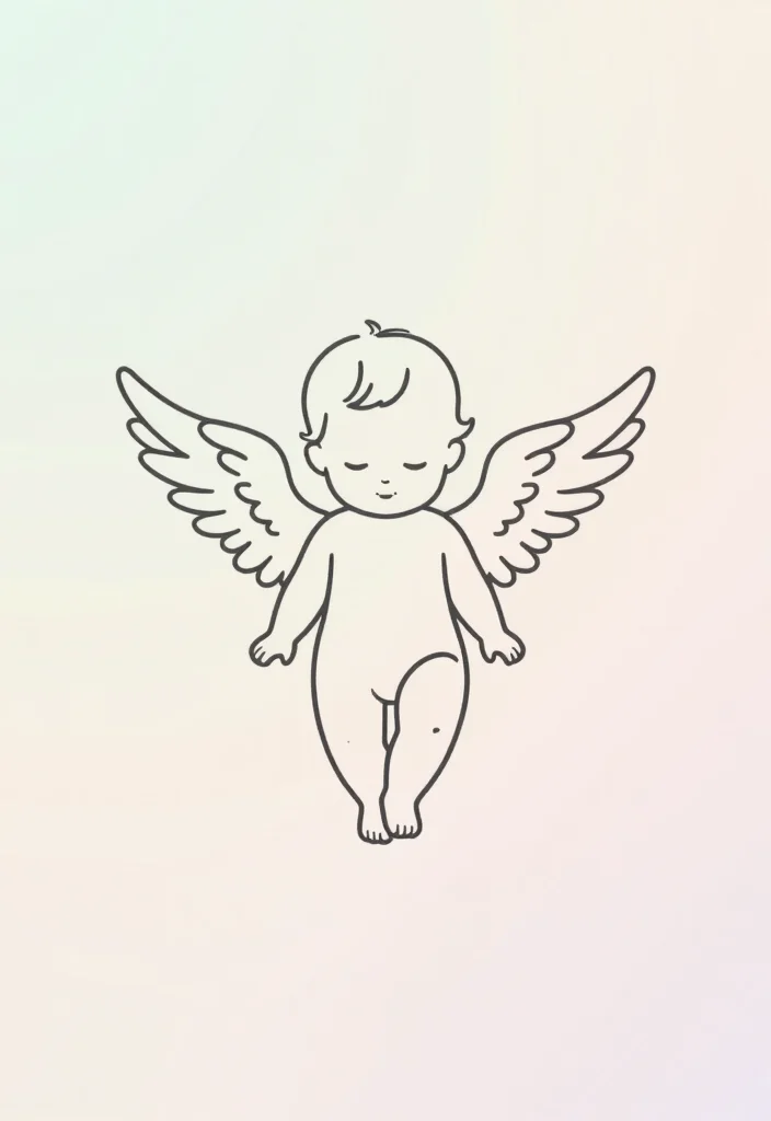 12 Baby Angel Tattoo Design Ideas: Soft and Innocent 13 12 Baby Angel Tattoo Design Ideas Soft and Innocent 3. Minimalist Baby Angel Outline 0