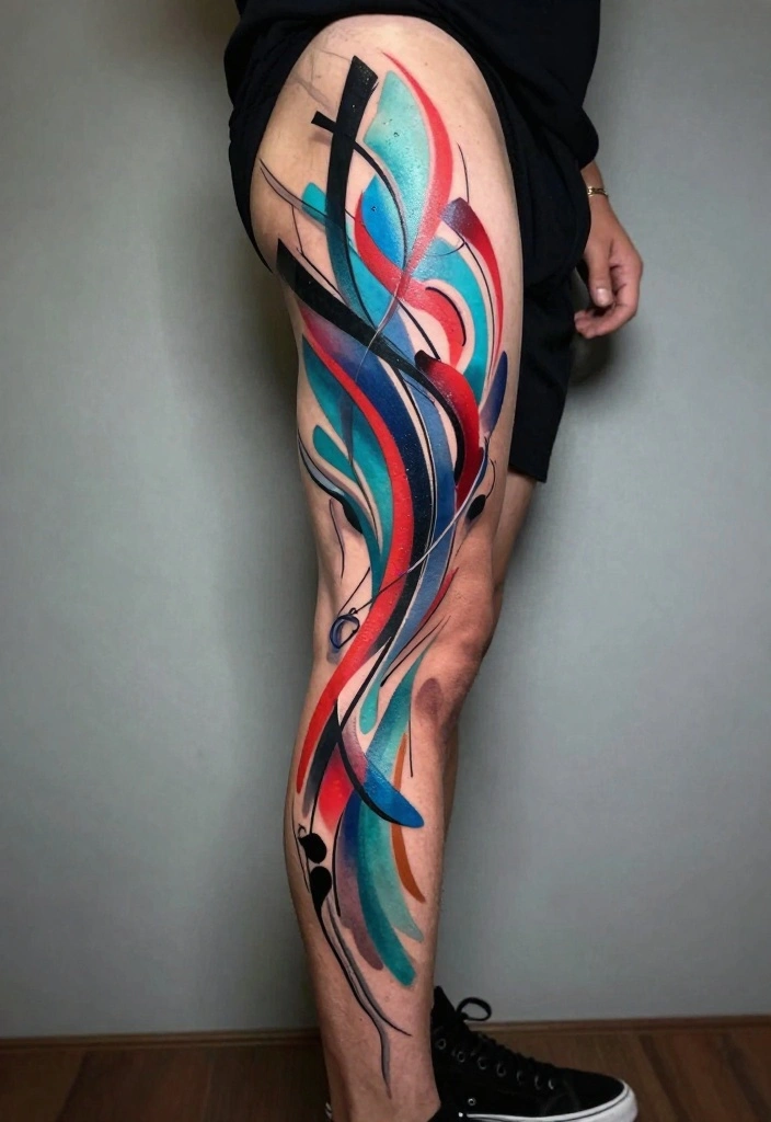 12 Back Leg Tattoo Ideas for Men: Strong and Unique 61 12 Back Leg Tattoo Ideas for Men Strong and Unique 11. Artistic Abstract Designs 0