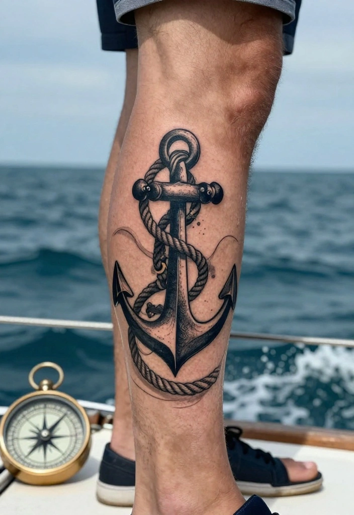 12 Back Leg Tattoo Ideas for Men: Strong and Unique 26 12 Back Leg Tattoo Ideas for Men Strong and Unique 6. Nautical Elements 0
