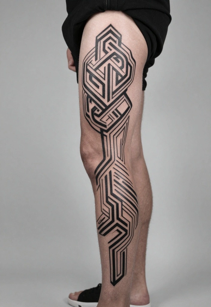 12 Back Leg Tattoo Ideas for Men: Strong and Unique 38 12 Back Leg Tattoo Ideas for Men Strong and Unique 8. Geometric Shapes 0
