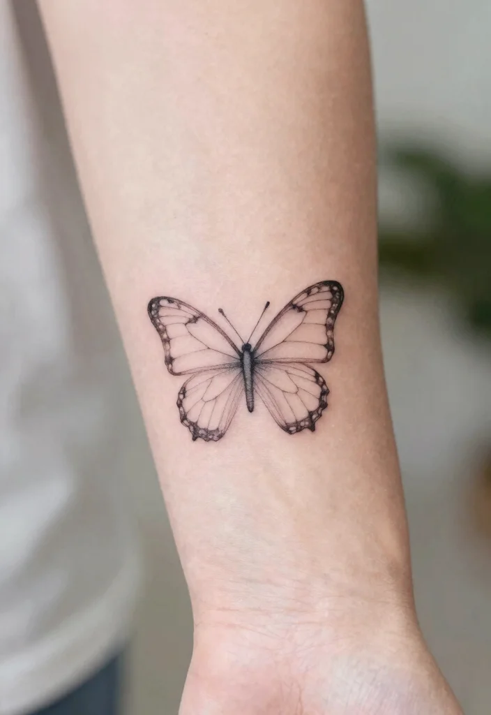 12 Butterfly Tattoo Ideas With Name Personal and Meaningful 4. Minimalist Butterfly with Name 0