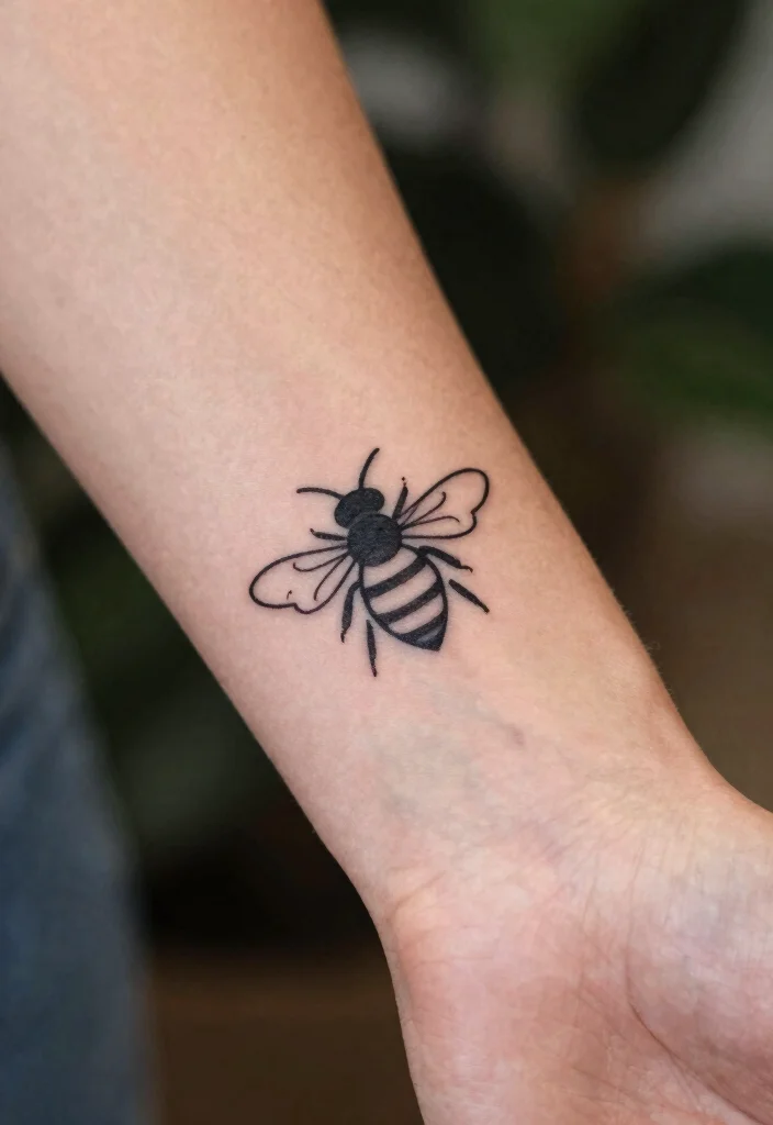 12 Butterfly and Bee Tattoo Ideas Nature Inspired 2. Minimalist Bee Symbolism 0