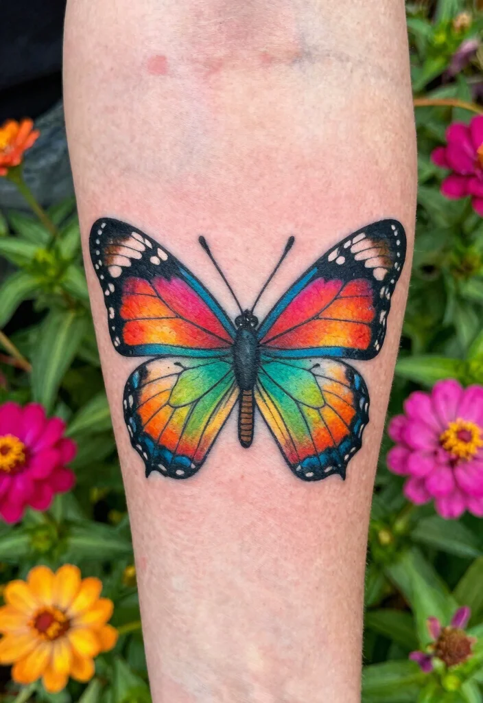 12 Butterfly and Moth Tattoo Ideas Embracing Balance and Duality 6. The Colorful Tribute 0