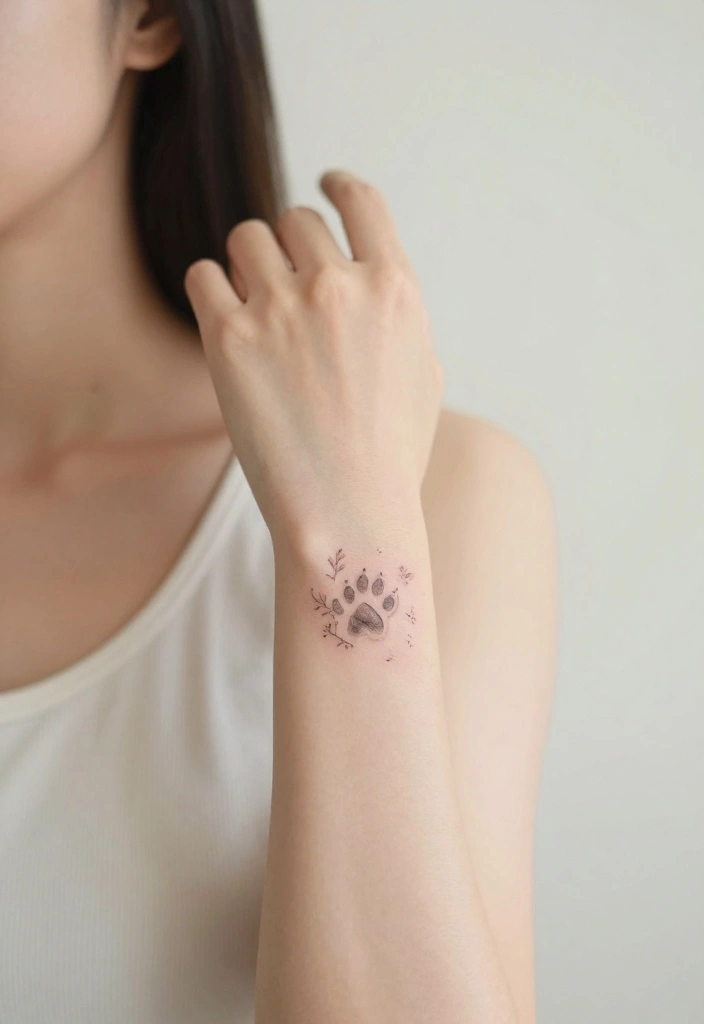 12 Dainty Cat Tattoo Ideas Soft and Feminine 4. Dainty Cat Paw Print 0