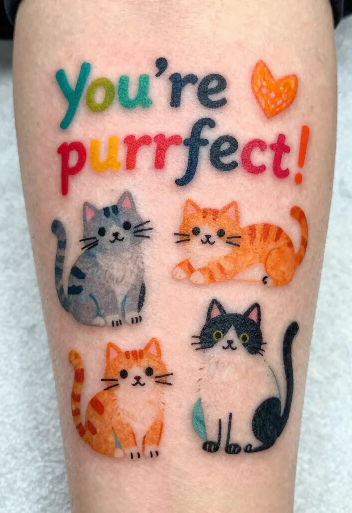 12 Funny Cat Tattoo Ideas: Playful and Creative 41 12 Funny Cat Tattoo Ideas Playful and Creative 11. Cat Puns and Play 0
