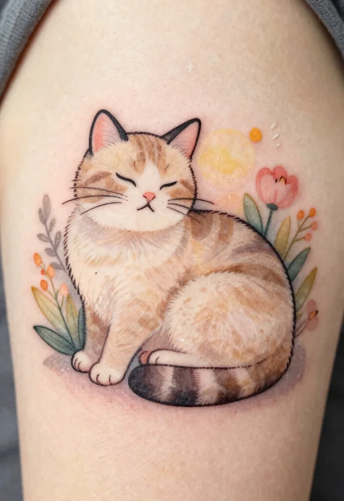 12 Funny Cat Tattoo Ideas: Playful and Creative 52 12 Funny Cat Tattoo Ideas Playful and Creative 12. The Purrfect Life 0