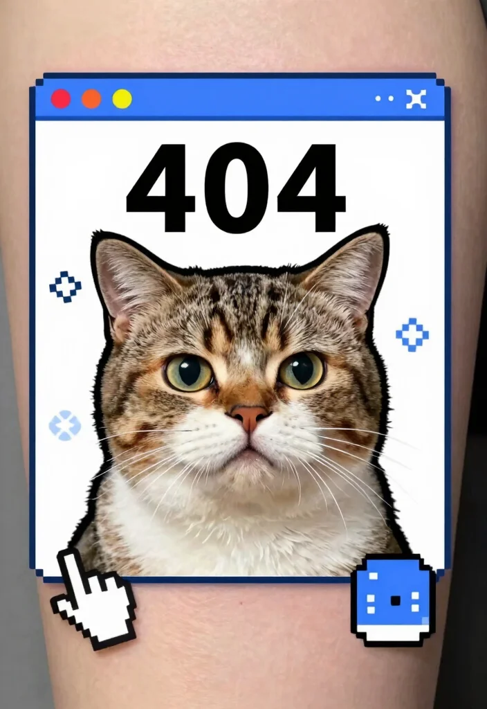 12 Funny Cat Tattoo Ideas: Playful and Creative 13 12 Funny Cat Tattoo Ideas Playful and Creative 3. Cat astrophe 404 0