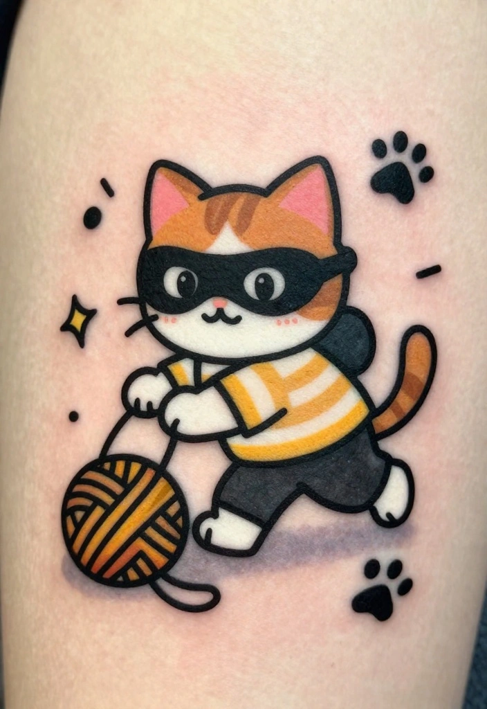 12 Funny Cat Tattoo Ideas: Playful and Creative 28 12 Funny Cat Tattoo Ideas Playful and Creative 8. Cat Burglar 0