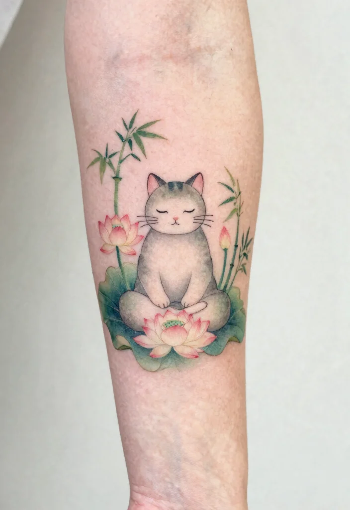 12 Japanese Cat Tattoo Ideas Traditional and Lucky 12. The Zen Cat 0