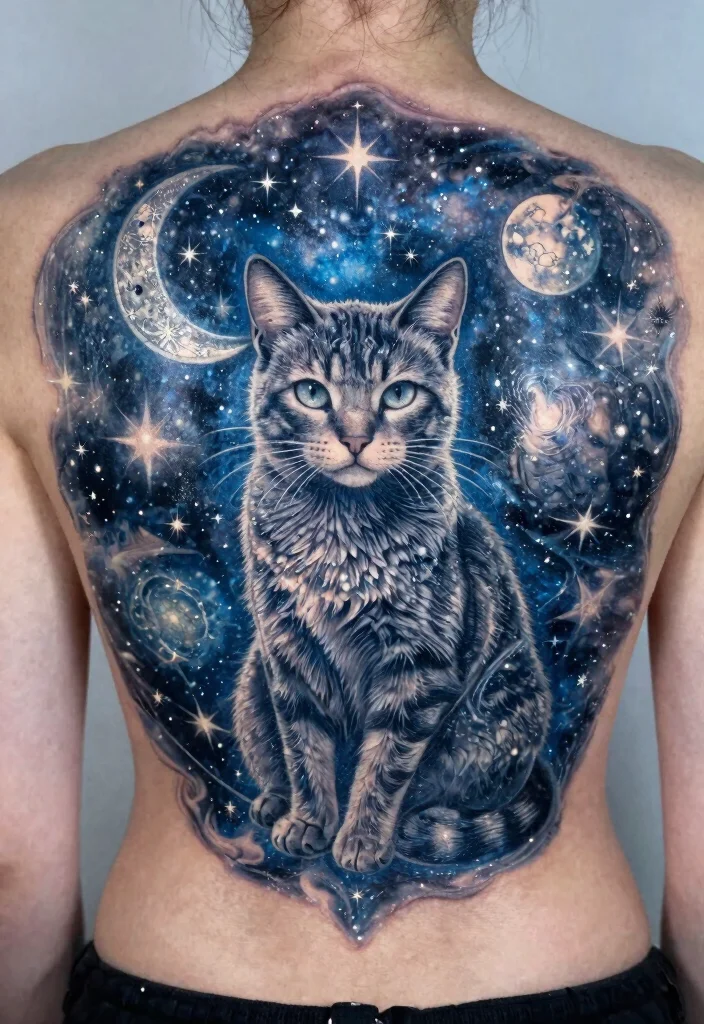 12 Japanese Cat Tattoo Ideas Traditional and Lucky 9. The Celestial Cat 0