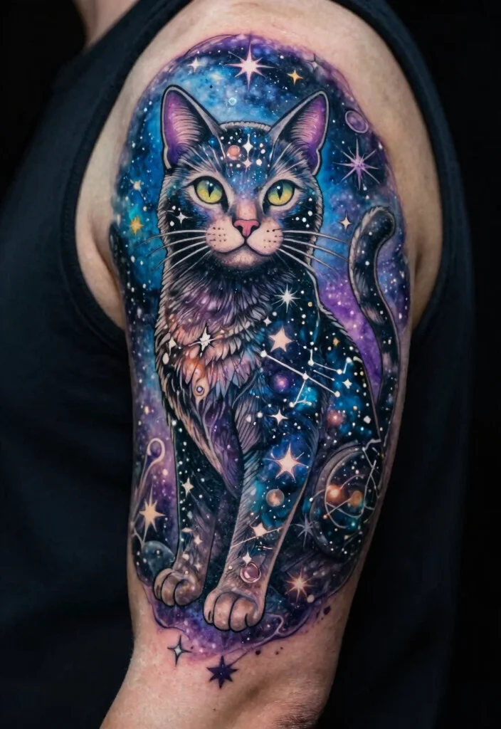 12 Moon Cat Tattoo Ideas Mystical and Dreamy 2. The Mystical Feline 0