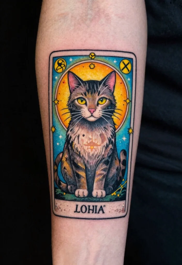 12 Moon Cat Tattoo Ideas Mystical and Dreamy 9. Tarot Cat 0
