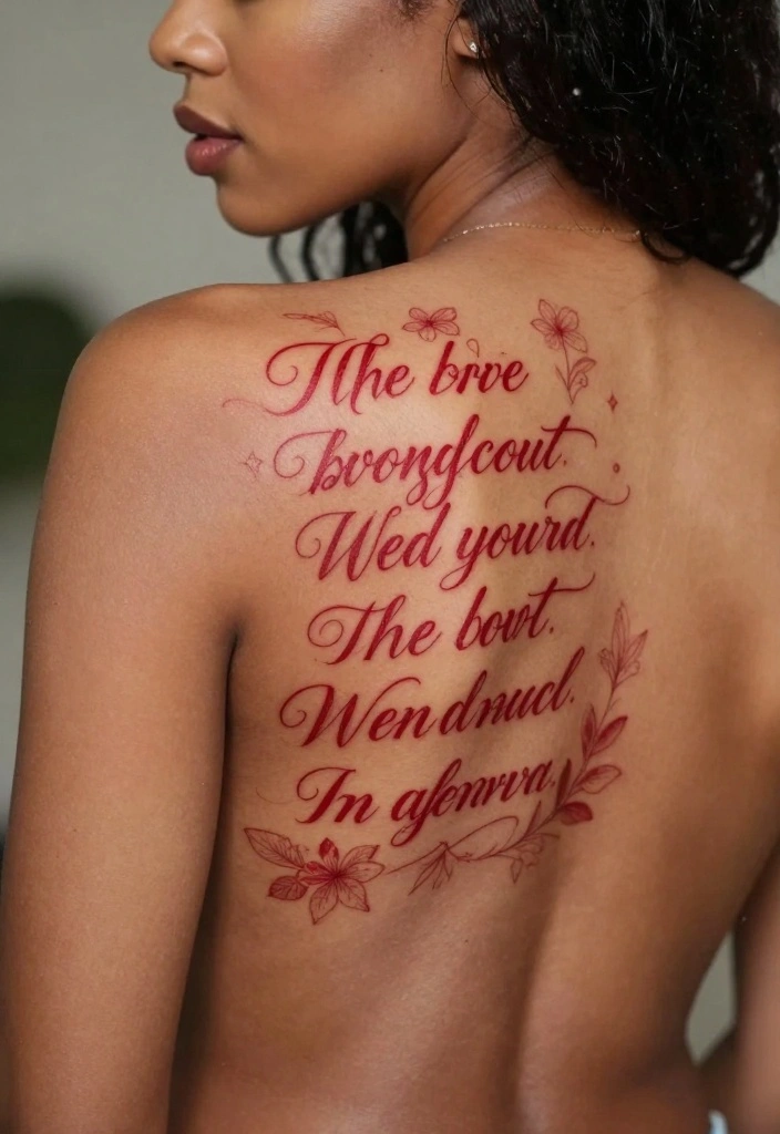 12 Red Ink Back Tattoo Ideas for Women Striking Style 5. Inspirational Quotes 0