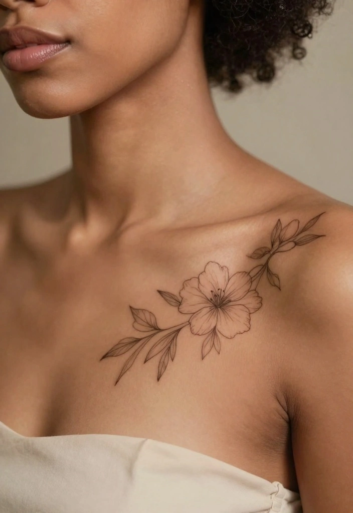 12 Side Chest Tattoo Ideas for Women Feminine and Bold 1. Minimalist Floral Design 0