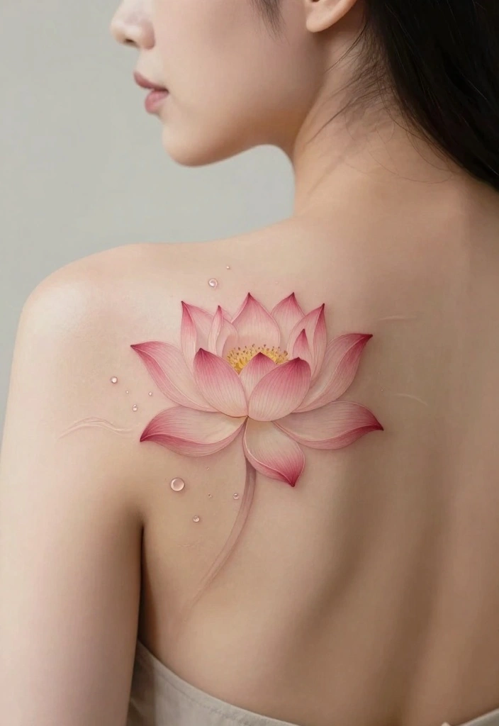 12 Top of Back Tattoo Ideas for Women: Elegant Floral and Nature-Inspired Designs 2 12 Top of Back Tattoo Ideas for Women Elegant Floral and Nature Inspired Designs 2. Serene Lotus 0