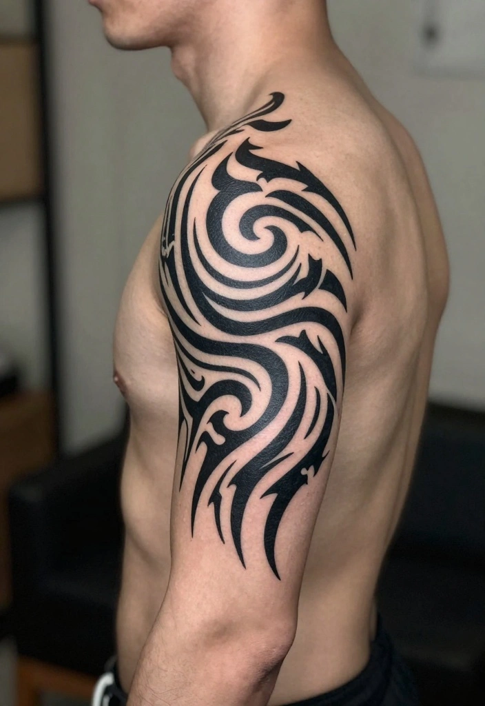 14 Back of Arm Tattoo Ideas for Men: Clean and Masculine 40 14 Back of Arm Tattoo Ideas for Men Clean and Masculine 10. Tribal Designs 0
