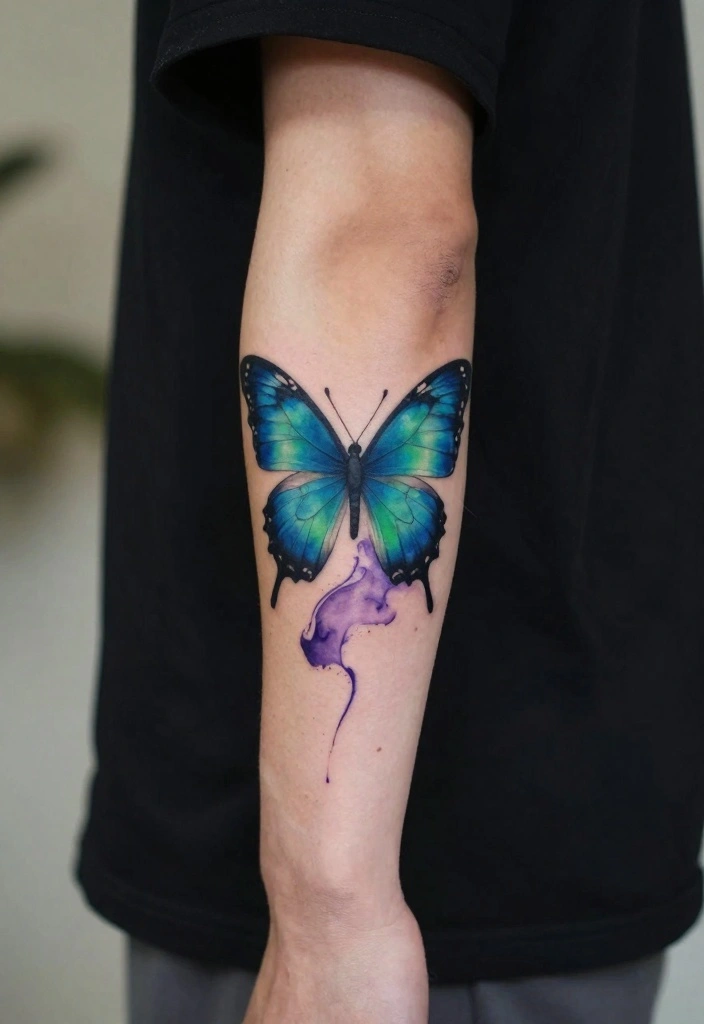 14 Butterfly Tattoo Design Ideas for Men: Bold and Symbolic 2 14 Butterfly Tattoo Design Ideas for Men Bold and Symbolic 2. Watercolor Butterfly Illusion 0