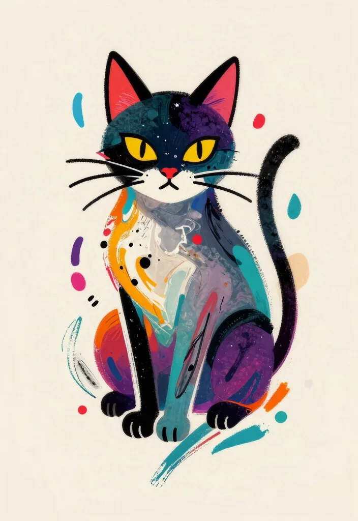 14 Demon Cat Tattoo Ideas Dark and Mythical 11. Abstract Demon Cat 0