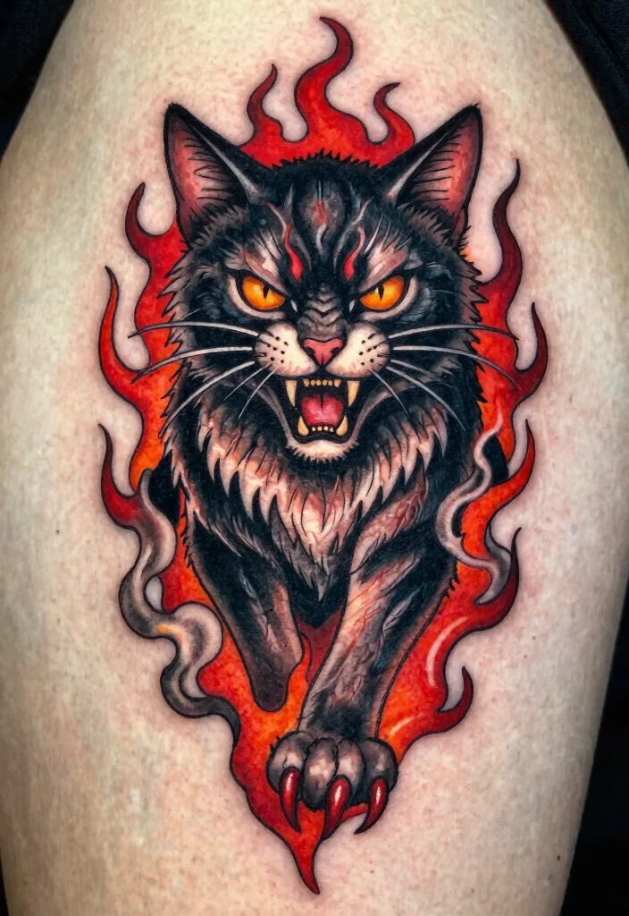 14 Demon Cat Tattoo Ideas Dark and Mythical 3. Demonic Whiskers 0