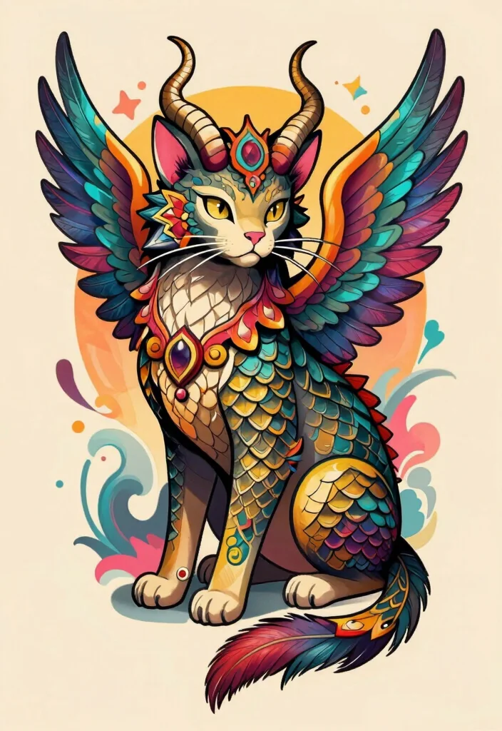 14 Demon Cat Tattoo Ideas Dark and Mythical 9. Mythical Beast Cat 0