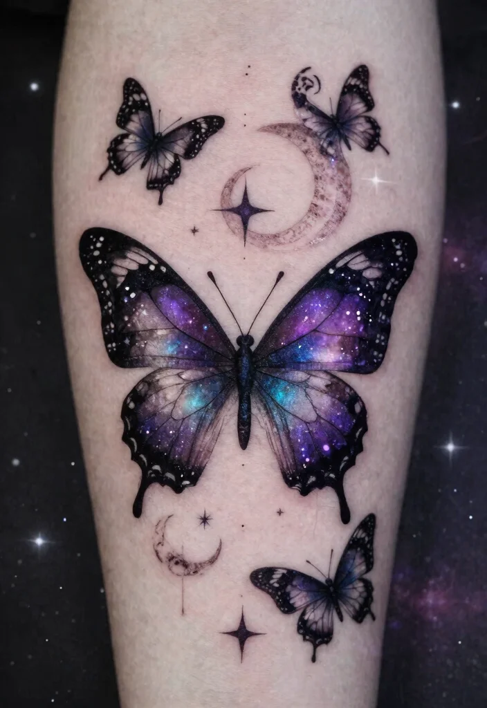 14 Gothic Butterfly Tattoo Design Ideas Dark and Elegant 8. Celestial Butterflies 0