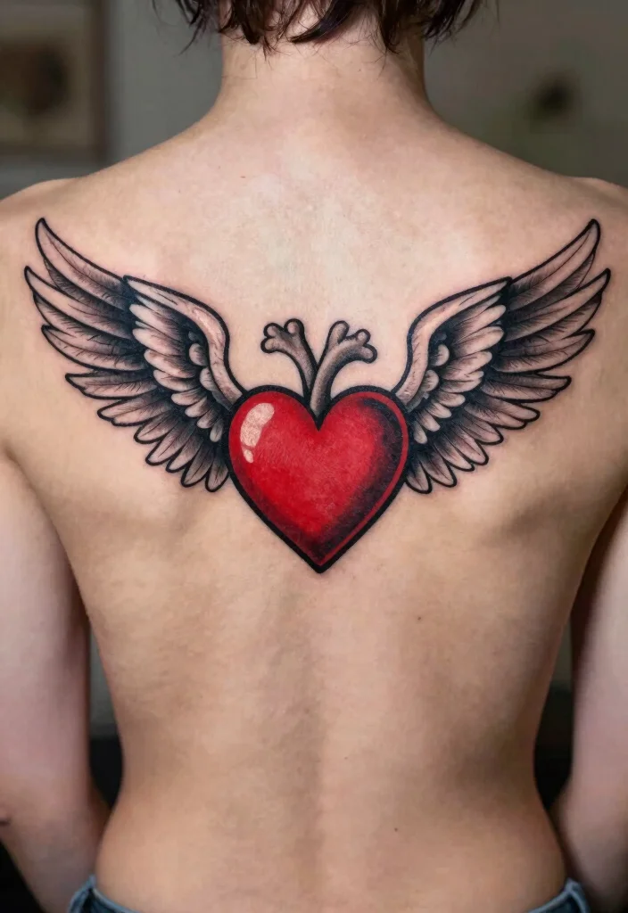 14 Heart With Angel Wings Tattoo Ideas Symbolic and Timeless 1. Classic Heart with Angel Wings 0