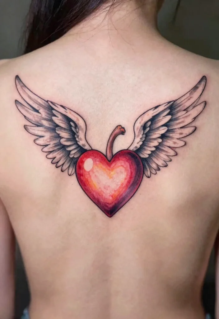14 Heart With Angel Wings Tattoo Ideas Symbolic and Timeless 14. Heart with Angel Wings in Flight 0