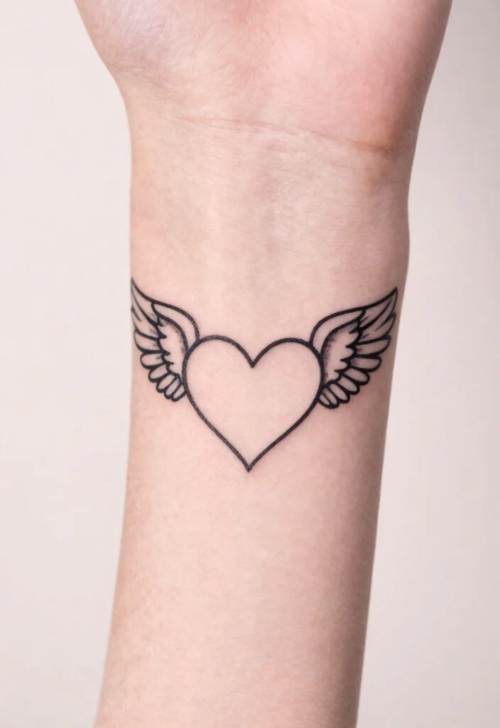 14 Heart With Angel Wings Tattoo Ideas Symbolic and Timeless 3. Minimalist Heart with Angel Wings 0