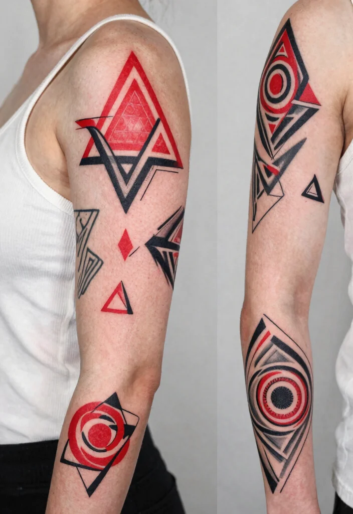 14 Red and Black Arm Tattoo Ideas Bold Contrast 1. Bold Geometric Shapes 0